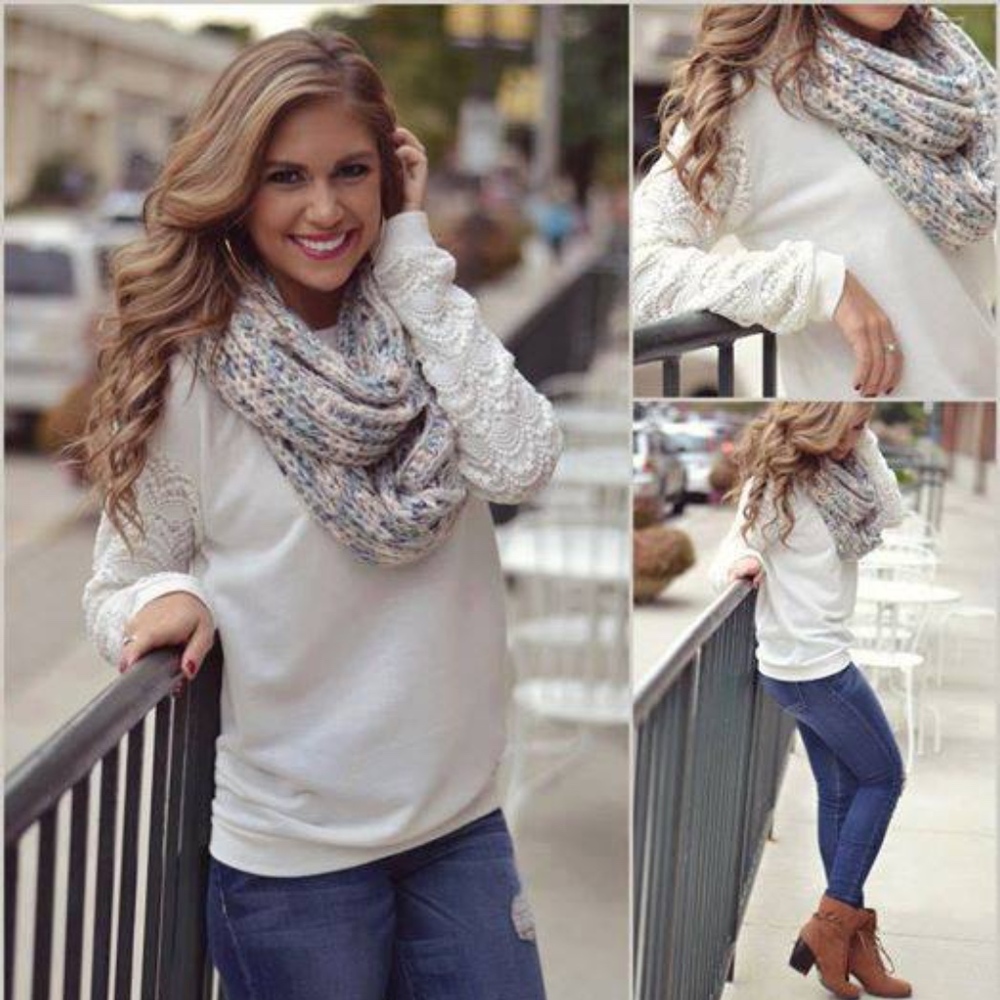 White Long Sleeve Crew Neck Sweatshirt